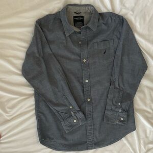 Nautica Men's Casual Gray Button Down Shirt